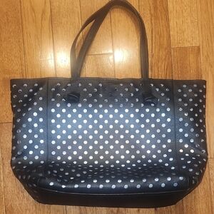 Deux Lux Black Perforated Tote Shoulder Bag Large Lightweight
